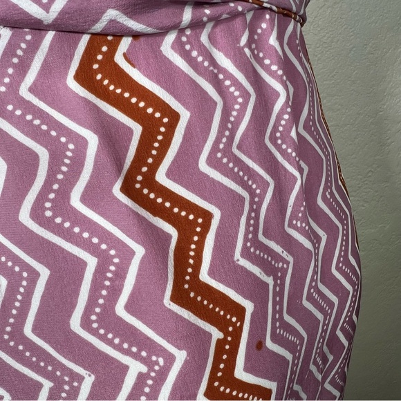 Natalie Martin Printed 100% Silk Wrap Tie Waist Chevron Maxi Dress SZ Large EUC - Picture 6 of 15